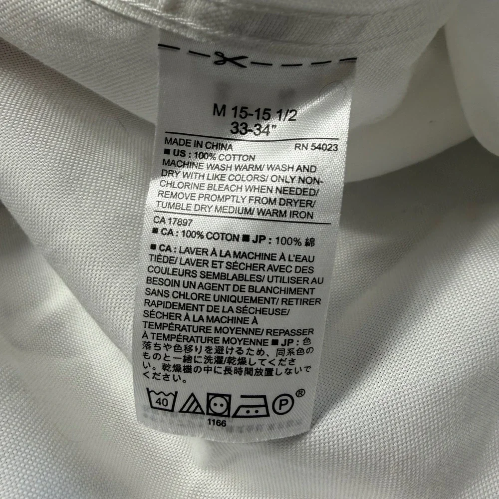 Banana Republic Mens Non-Iron Slim Fit White Dress Shirt M 15-15.5 33-34 Cotton